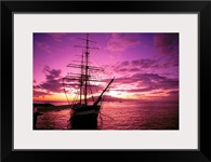 Hawaii, Maui, Lahaina Harbor, Carthaginian Ship At Sunset