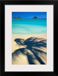 Hawaii, Oahu, Lanikai Beach, Shadow Of Palm Tree Near Mokulua Islands