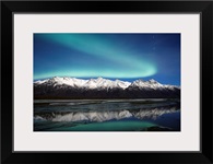 Northern Lights Over Chugach Mts  Knik River Southcentral Alaska