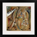 Burlap Sax (oil on burlap)