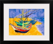 Fishing Boats on the Beach at Saintes Maries de la Mer (pen &amp; ink with w/c on paper)