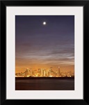 Moon setting over San Francisco on hazy December evening, taken from Treasure Island.