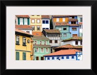 Painted houses like a puzzle in Cudillero, Spain.