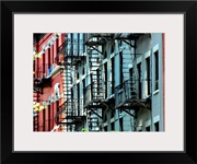 Windows and emergency stairs in New York City.