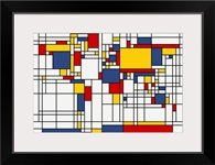 World Map Abstract Mondrian Style