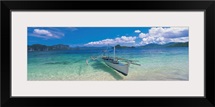 Fishing boat moored on the beach, Palawan, Philippines