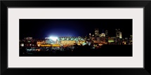 Stadium lit up at night in a city, Heinz Field, Three Rivers Stadium, Pittsburgh, Pennsylvania