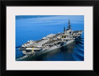 Aircraft carrier in calm water