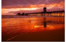 Huntington Beach At Sunset, California, Usa