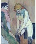 Woman Putting on her Stocking, or Woman of the House, c.1894 (oil on card)