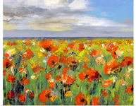 Poppy Field with Storm Clouds
