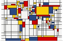 World Map Abstract Mondrian Style