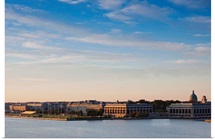 Buildings at waterfront, US Naval Academy, Severn River, Annapolis, Maryland