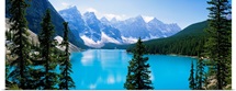 High angle view of a lake, Moraine Lake, Valley of ten peaks, Banff National Park, Alberta, Canada