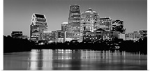 Texas, Austin, Panoramic view of a city skyline (Black And White)