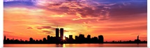 US, New York City, skyline, sunrise