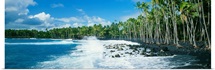Hawaii, Big Island, Ocean Surf Crashing On Kalapana Black Sand Beach