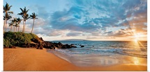 Hawaii, Maui, Makena, Secret Beach At Sunset
