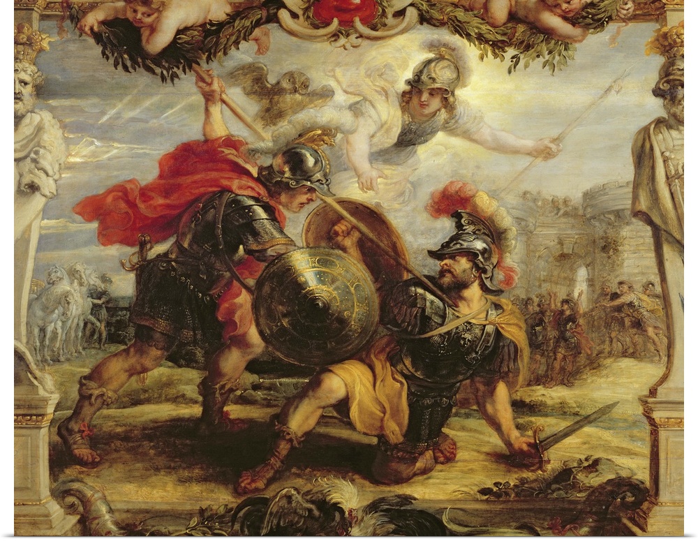 Poster Print Wall Art Entitled Achilles Defeating Hector 1630 32 Oil