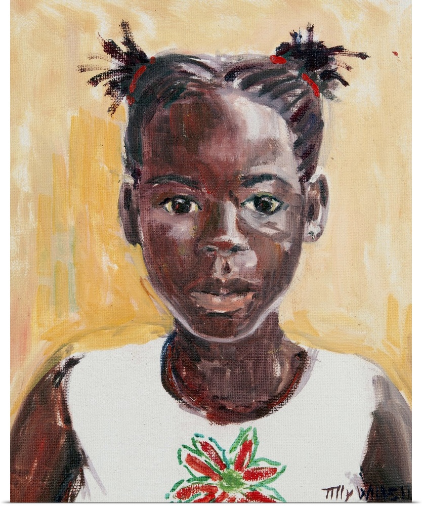 Poster Print Wall Art Entitled African Girl (oil On Canvas) 