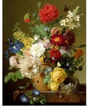 Flower Still Life on a marble ledge, 1800 01 (oil on canvas)