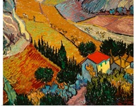 Landscape with House and Ploughman, 1889 (oil on canvas)
