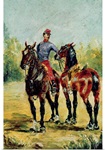Two Horses and a Groom, 1880 (oil on canvas)