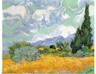 Wheatfield with Cypresses, 1889 (oil on canvas)