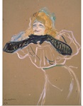 Yvette Guilbert (1867 1944) singing Linger, Longer, Loo, 1894 (oil on cardboard)