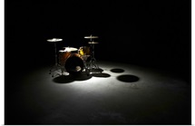 Drum kit, elevated view