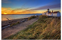 Lighthouse at sunset, Washington