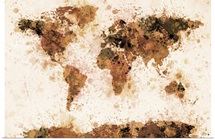 World Map Paint Splashes Bronze