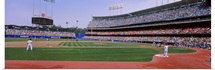 Spectators watching a baseball match, Dodgers vs. Yankees, Dodger Stadium, City of Los Angeles, California