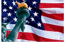 Statue of Liberty and American Flag