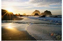 Sunset Over Beach Scene