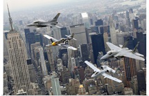 A P51 Mustang F16 Fighting Falcon F15 Eagle and A10 Thunderbolt II over NY