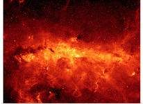The Milky Way center aglow with dust