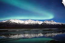 Northern Lights Over Chugach Mts  Knik River Southcentral Alaska