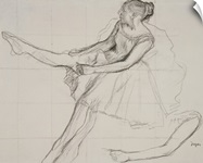 Dancer adjusting her tights, c.1880 (pencil and charcoal on paper)