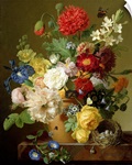 Flower Still Life on a marble ledge, 1800 01 (oil on canvas)