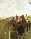 Jockeys at the Racecourse (oil on paper laid down on board)