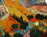 Landscape with House and Ploughman, 1889 (oil on canvas)