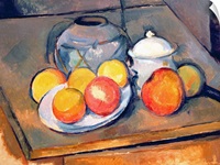Straw covered vase, sugar bowl and apples, 1890 93 (oil on canvas) (also see 287555)
