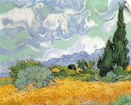 Wheatfield with Cypresses, 1889 (oil on canvas)
