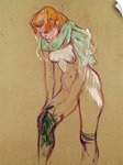 Woman Pulling Up her Stocking, 1894 (oil on card)