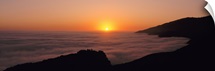 California, Big Sur, Pacific Ocean, Sunset with marine layer