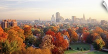 High angle view of autumn trees in a city, Hartford, Connecticut