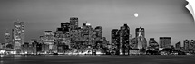 Massachusetts, Boston, Panoramic view of a city skyline at night (Black And White)