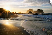 Sunset Over Beach Scene