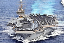 USS Abraham Lincoln transits the Pacific Ocean